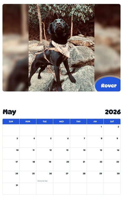 2026 - 2027 Rover - Pawidols Pet Calendar