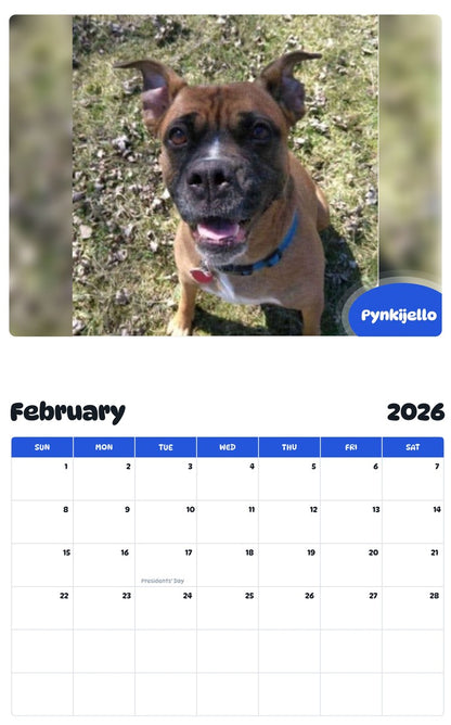 October 2025 - September 2026 Pynkijello - Pawidols Pet Calendar