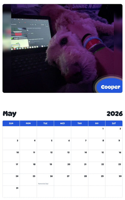 2026 - 2027 Cooper - Pawidols Pet Calendar