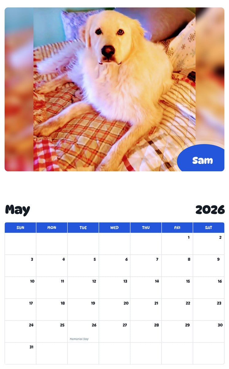 2026 - 2027 Sam - Pawidols Pet Calendar
