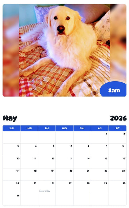 2026 - 2027 Sam - Pawidols Pet Calendar