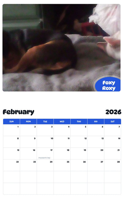 October 2025 - September 2026 Foxy Roxy - Pawidols Pet Calendar