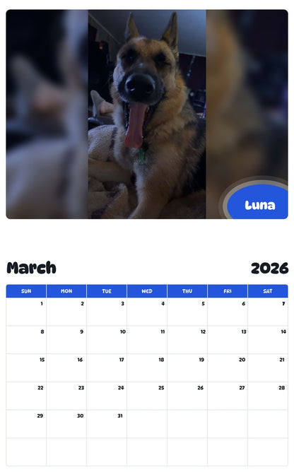 November 2025 - October 2026 Luna - Pawidols Pet Calendar