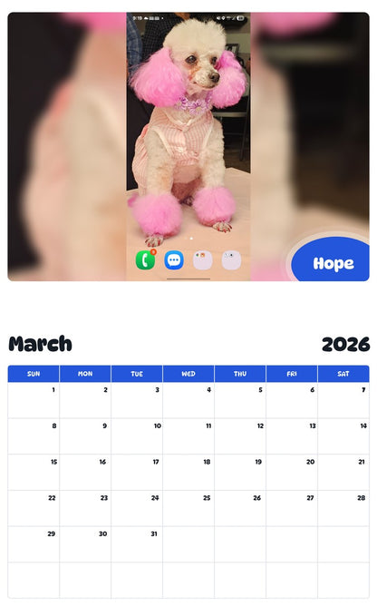 November 2025 - October 2026 Hope - Pawidols Pet Calendar