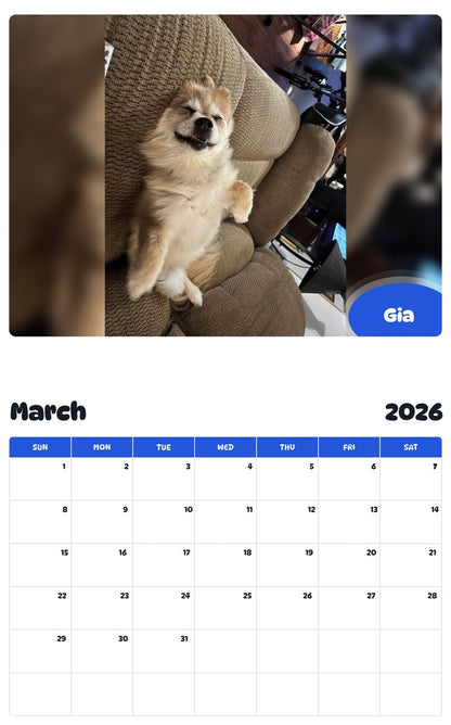 November 2025 - October 2026 Gia - Pawidols Pet Calendar