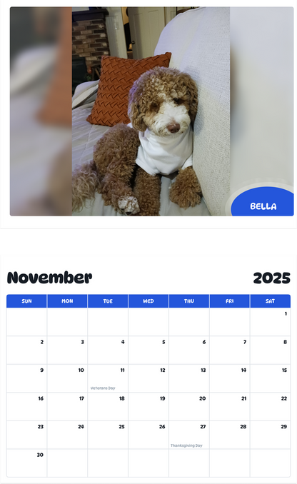 July 2025 - June 2026 Bella - Pawidols Pet Calendar
