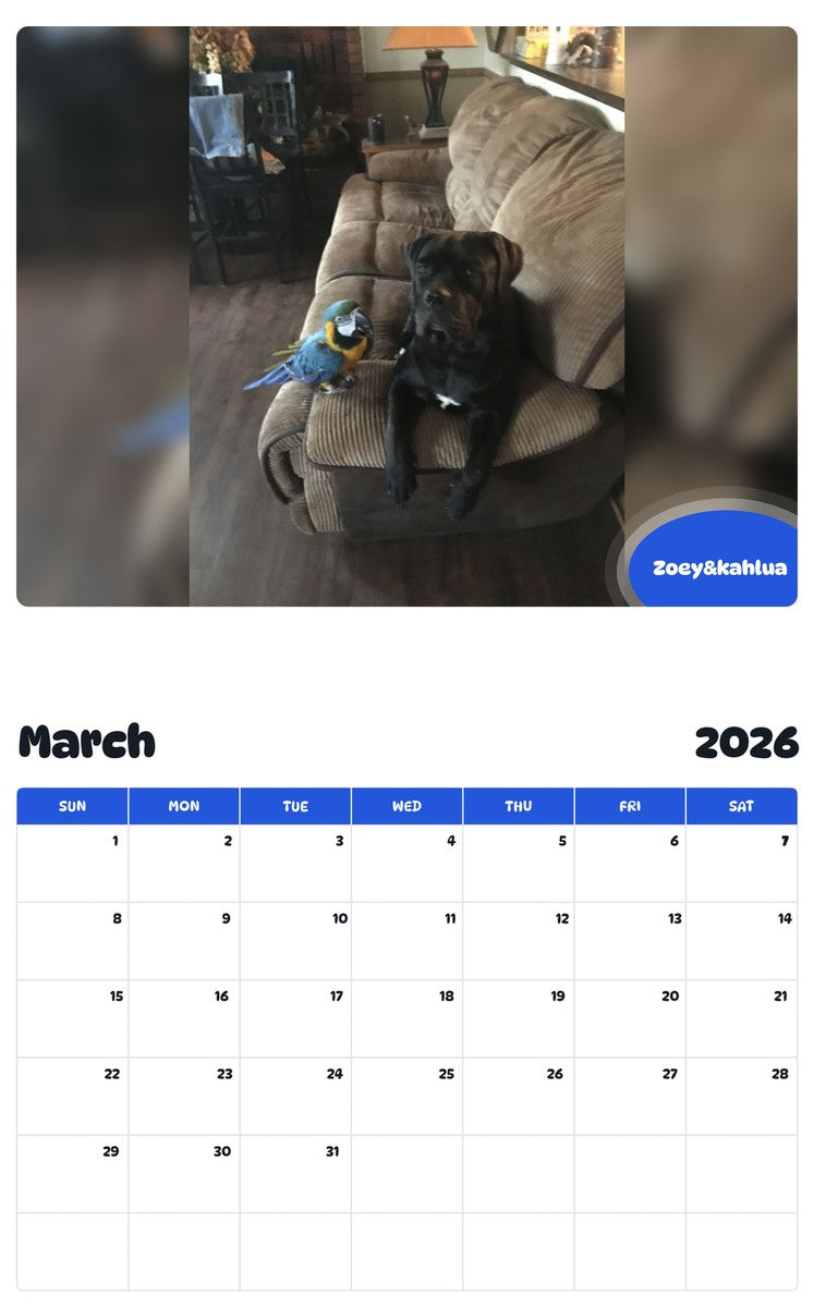 November 2025 - October 2026 Zoey&kahlua - Pawidols Pet Calendar