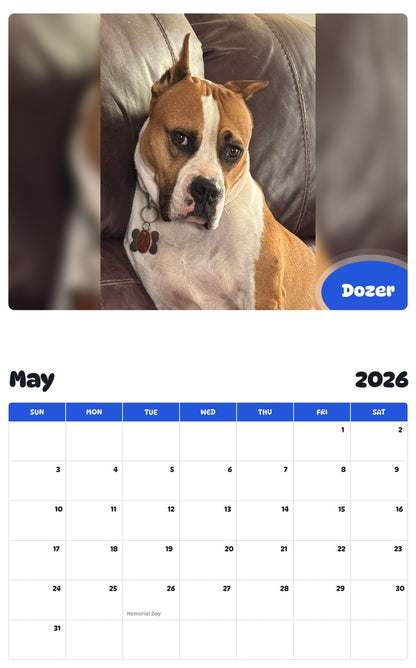 2026 - 2027 Dozer - Pawidols Pet Calendar