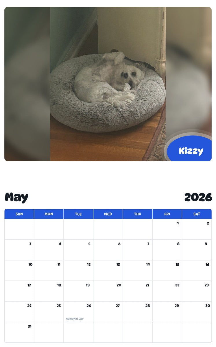 2026 - 2027 Kizzy - Pawidols Pet Calendar
