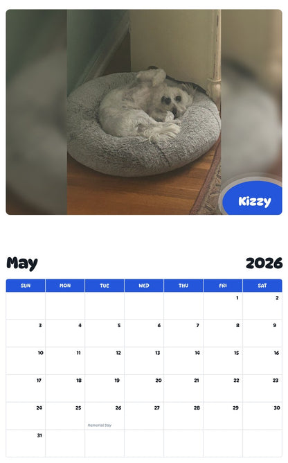 2026 - 2027 Kizzy - Pawidols Pet Calendar