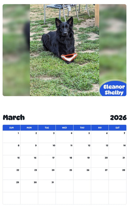 November 2025 - October 2026 Eleanor Shelby - Pawidols Pet Calendar