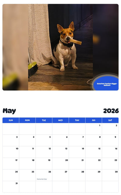 2026 - 2027 Scooter Pooter Riggs-Osborn - Pawidols Pet Calendar