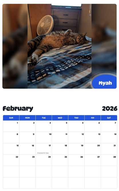 November 2025 - October 2026 Myah - Pawidols Pet Calendar