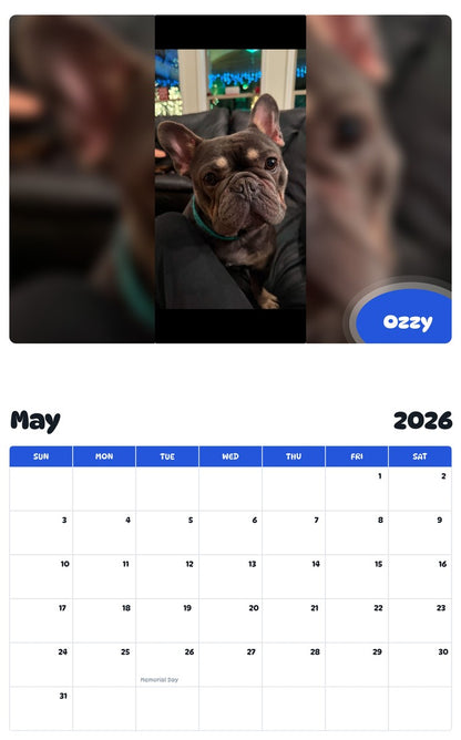 2026 - 2027 Ozzy - Pawidols Pet Calendar