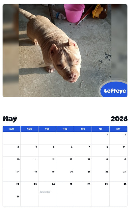 2026 - 2027 Lefteye - Pawidols Pet Calendar