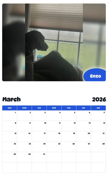 November 2025 - October 2026 Enzo - Pawidols Pet Calendar