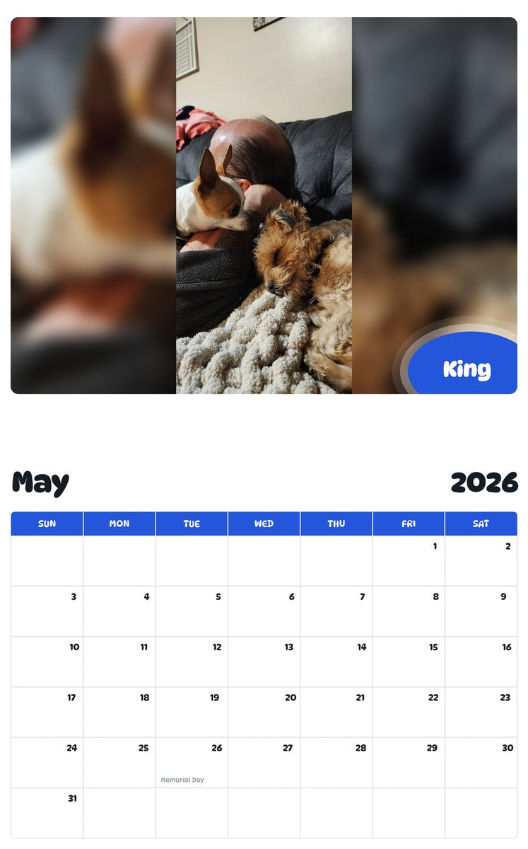2026 - 2027 King - Pawidols Pet Calendar