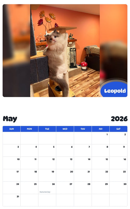 2026 - 2027 Leopold - Pawidols Pet Calendar