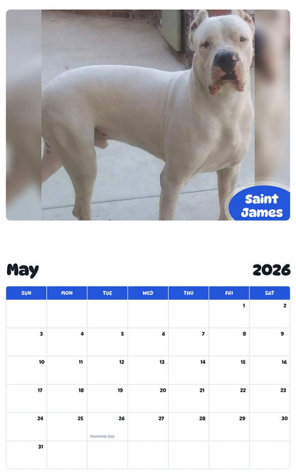2026 - 2027 Saint James - Pawidols Pet Calendar