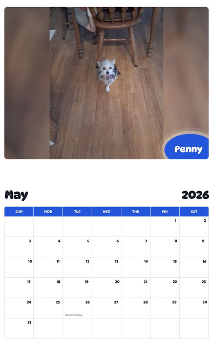 2026 - 2027 Penny - Pawidols Pet Calendar