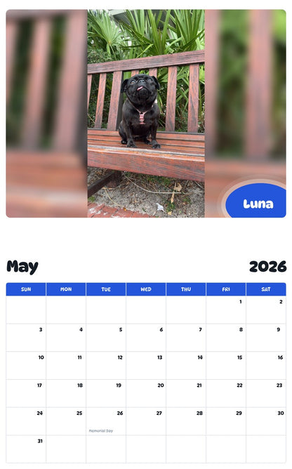 2026 - 2027 Luna - Pawidols Pet Calendar