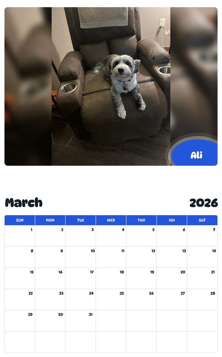 November 2025 - October 2026 Ali - Pawidols Pet Calendar