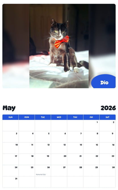 2026 - 2027 Dio - Pawidols Pet Calendar