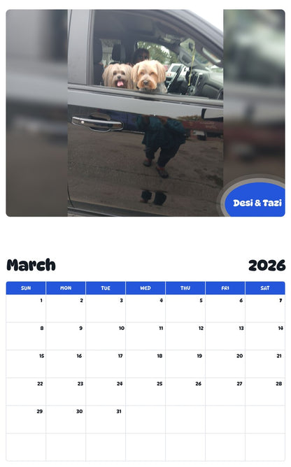 November 2025 - October 2026 Desi & Tazi - Pawidols Pet Calendar