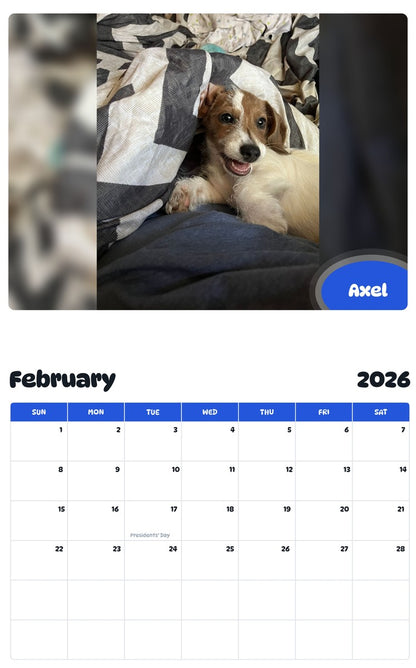 October 2025 - September 2026 Axel - Pawidols Pet Calendar