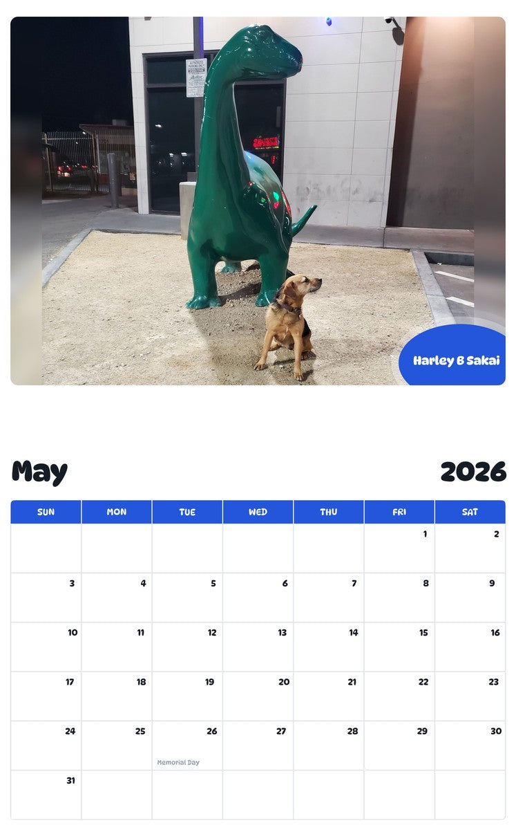 2026 - 2027 Harley B Sakai - Pawidols Pet Calendar