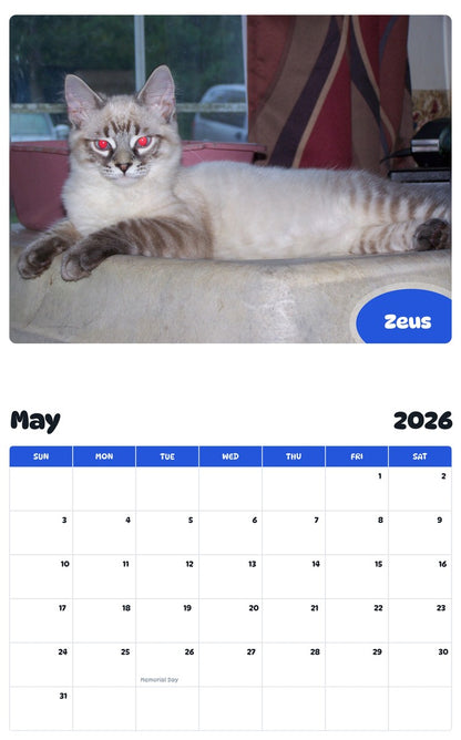 2026 - 2027 Zeus - Pawidols Pet Calendar