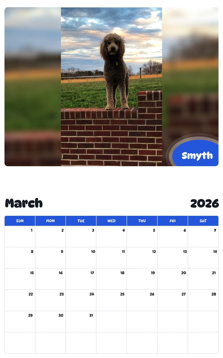 November 2025 - October 2026 Smyth - Pawidols Pet Calendar
