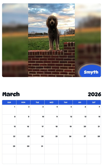 November 2025 - October 2026 Smyth - Pawidols Pet Calendar