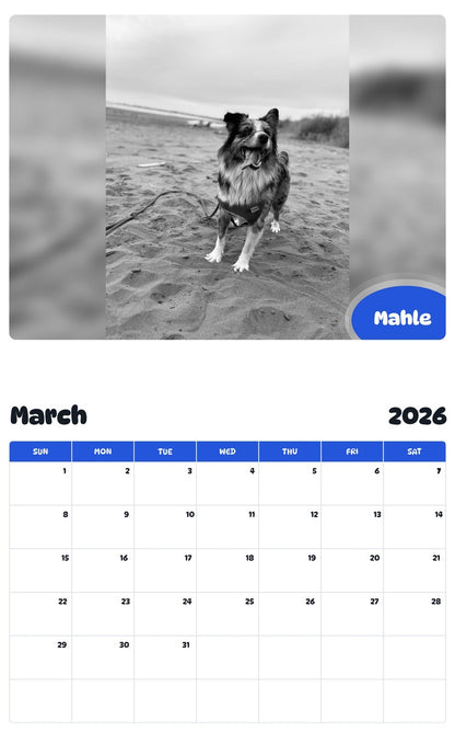 November 2025 - October 2026 Mahle - Pawidols Pet Calendar