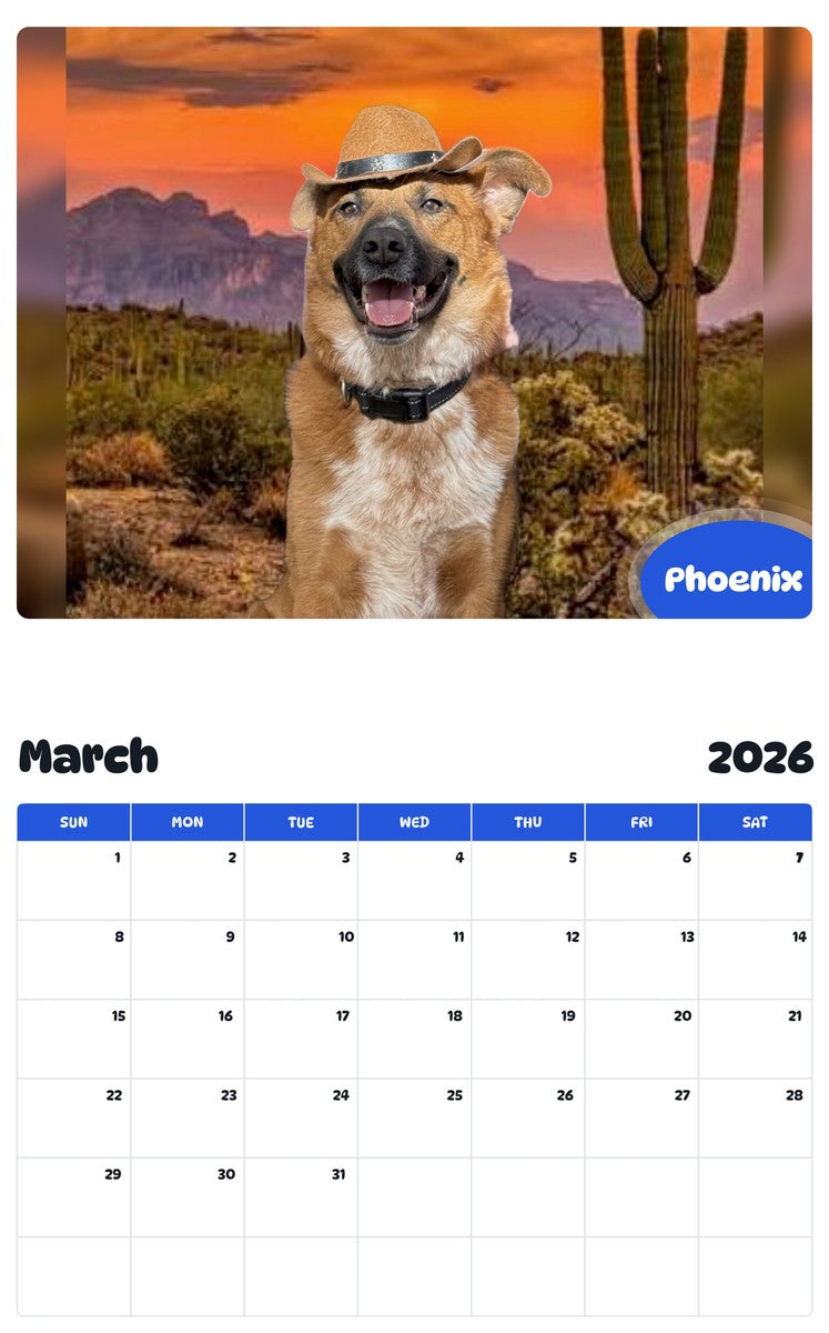 November 2025 - October 2026 Phoenix - Pawidols Pet Calendar