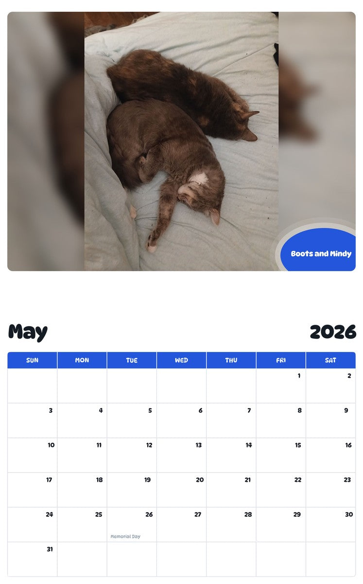 2026 - 2027 Boots and Mindy - Pawidols Pet Calendar