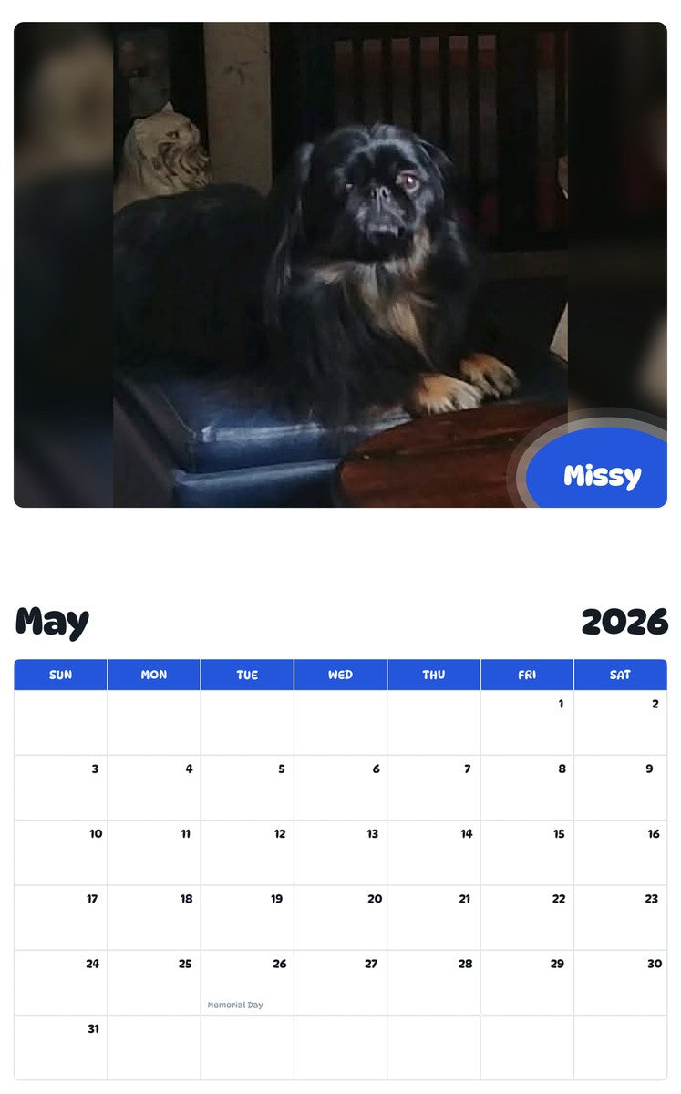 2026 - 2027 Missy - Pawidols Pet Calendar