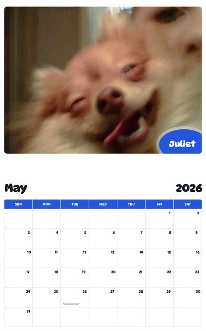 2026 - 2027 Juliet - Pawidols Pet Calendar