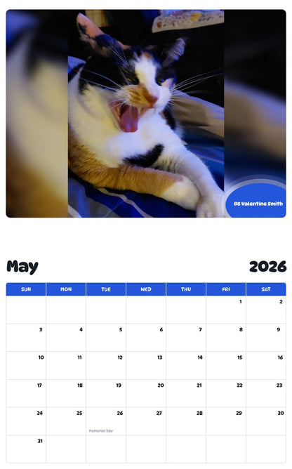 2026 - 2027 BB Valentine Smith - Pawidols Pet Calendar