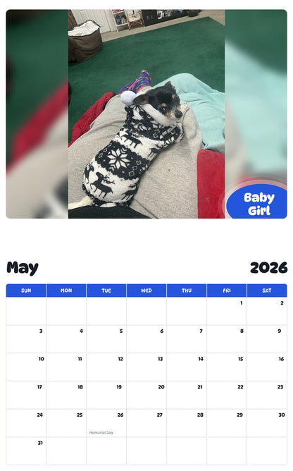 2026 - 2027 Baby Girl - Pawidols Pet Calendar
