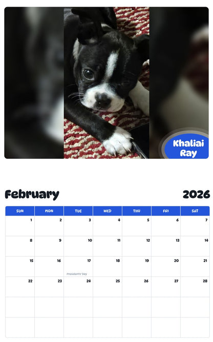 October 2025 - September 2026 Khaliai Ray - Pawidols Pet Calendar