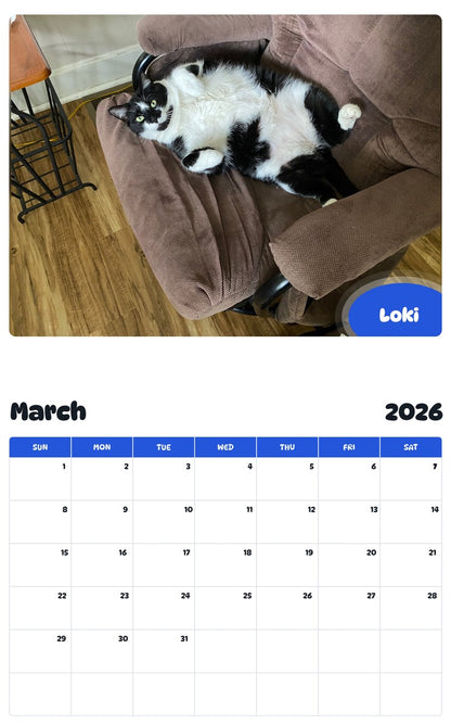 November 2025 - October 2026 Loki - Pawidols Pet Calendar