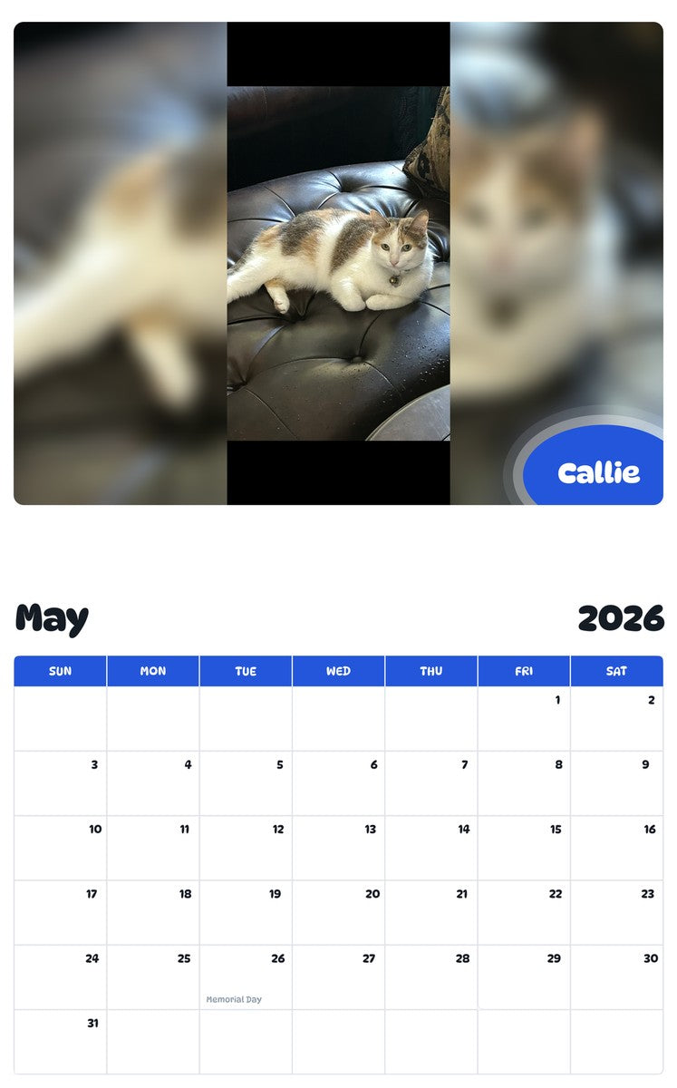 2026 - 2027 Callie - Pawidols Pet Calendar