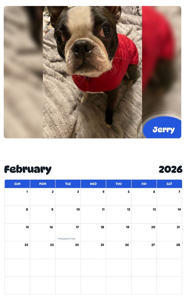 October 2025 - September 2026 Jerry - Pawidols Pet Calendar