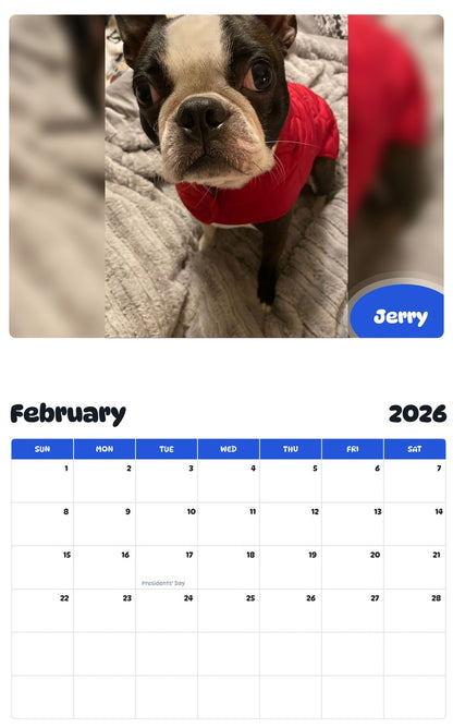 October 2025 - September 2026 Jerry - Pawidols Pet Calendar