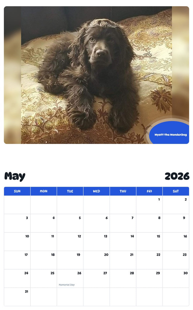 2026 - 2027 Wyatt the WonderDog - Pawidols Pet Calendar