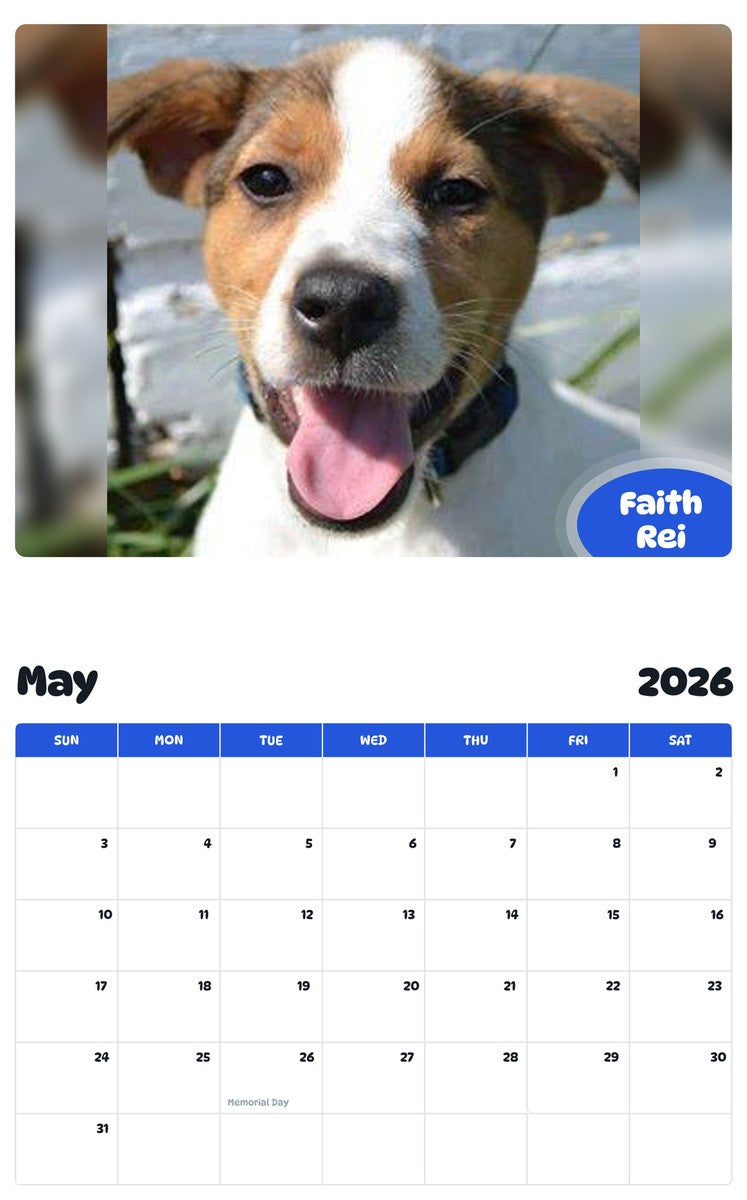 2026 - 2027 Faith Rei - Pawidols Pet Calendar