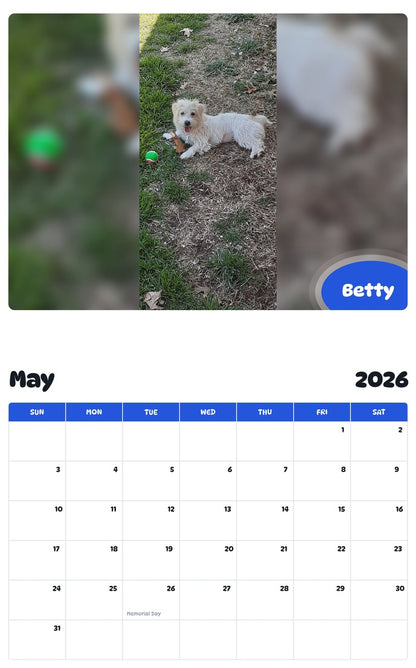 2026 - 2027 Betty - Pawidols Pet Calendar