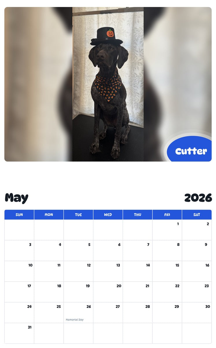 2026 - 2027 Cutter - Pawidols Pet Calendar