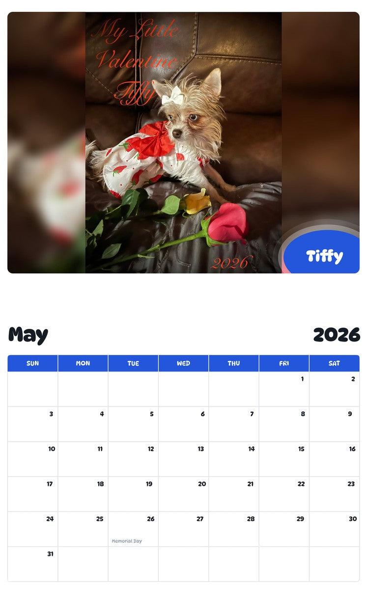 2026 - 2027 Tiffy - Pawidols Pet Calendar